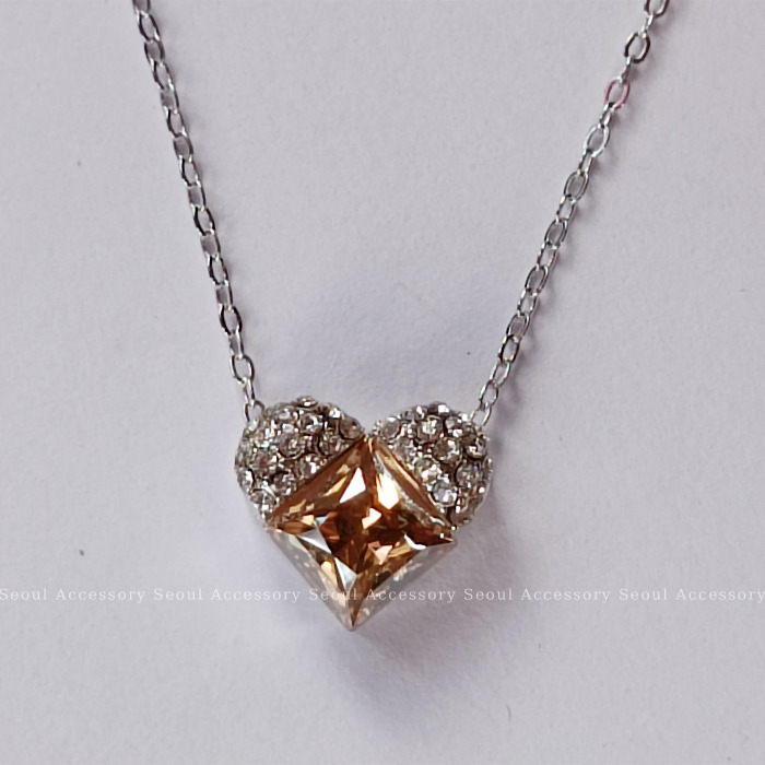 [現貨]首爾飾集 正韓國製 施華洛世奇水晶鑽 燦爛珍藏愛心切割寶石項鍊32-15-1-細節圖7