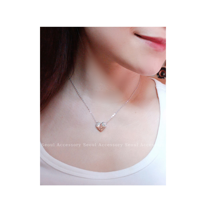[現貨]首爾飾集 正韓國製 施華洛世奇水晶鑽 燦爛珍藏愛心切割寶石項鍊32-15-1-細節圖8