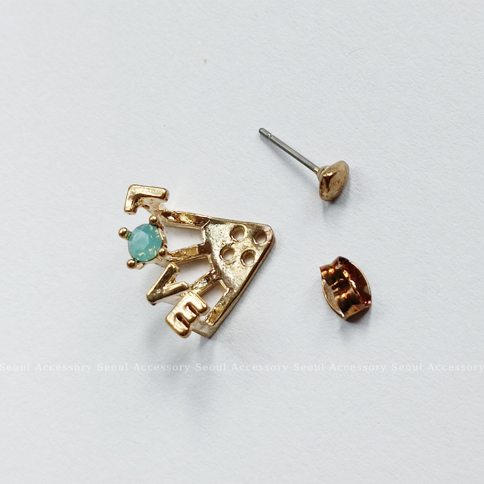 [現貨]首爾飾集 正韓國製 復古金屬 LOVE 後扣式鋼針針式耳環31-98-1-細節圖3