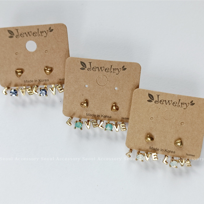 [現貨]首爾飾集 正韓國製 復古金屬 LOVE 後扣式鋼針針式耳環31-98-1-細節圖4