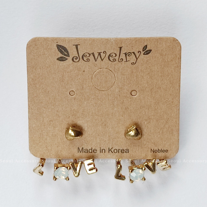 [現貨]首爾飾集 正韓國製 復古金屬 LOVE 後扣式鋼針針式耳環31-98-1-細節圖7