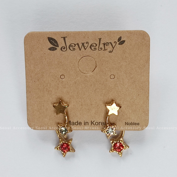 [現貨]首爾飾集 正韓國製 復古金屬  雙星水晶鑽曲線 抗敏鋼針後扣式耳環31-99-1-細節圖6