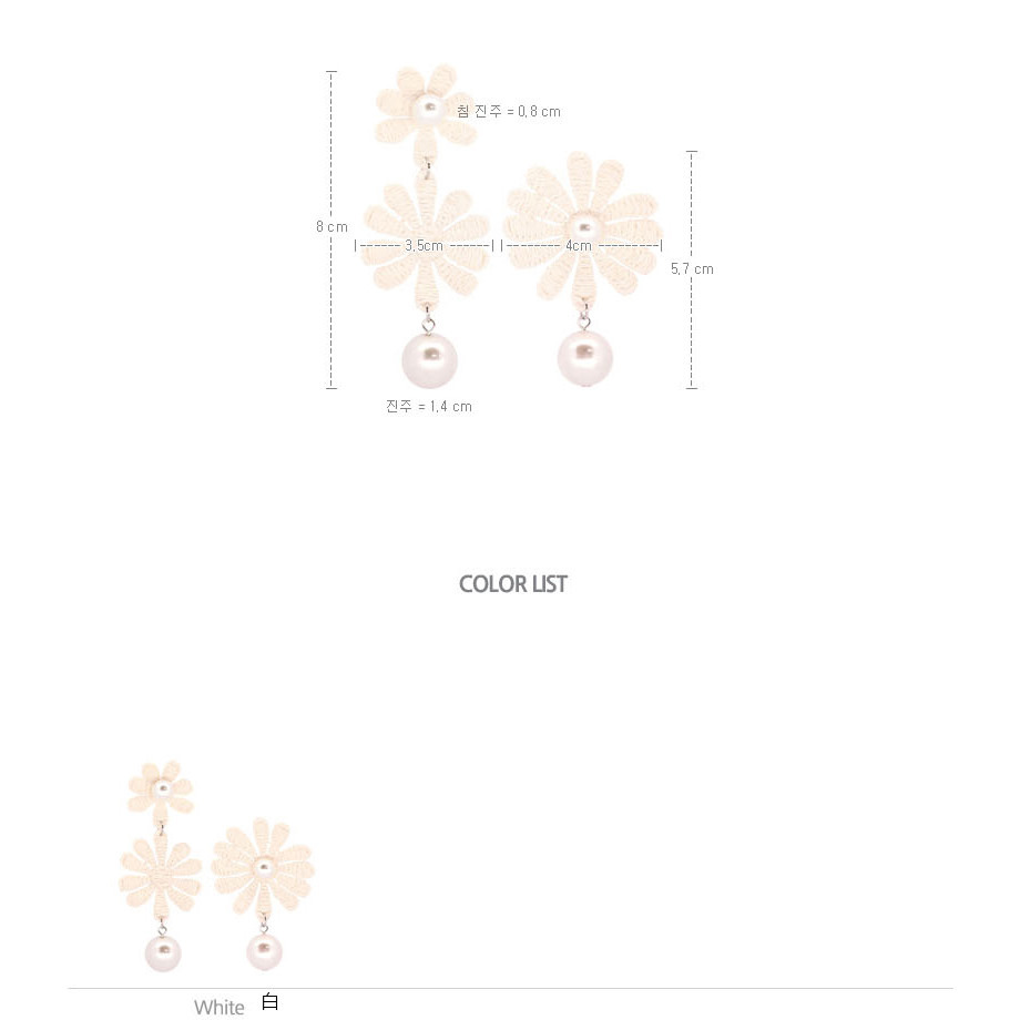 [現貨]首爾飾集 正韓國製 Angel Rena 珍珠蕾絲雛菊花朵不對稱耳環RN20172232-細節圖3