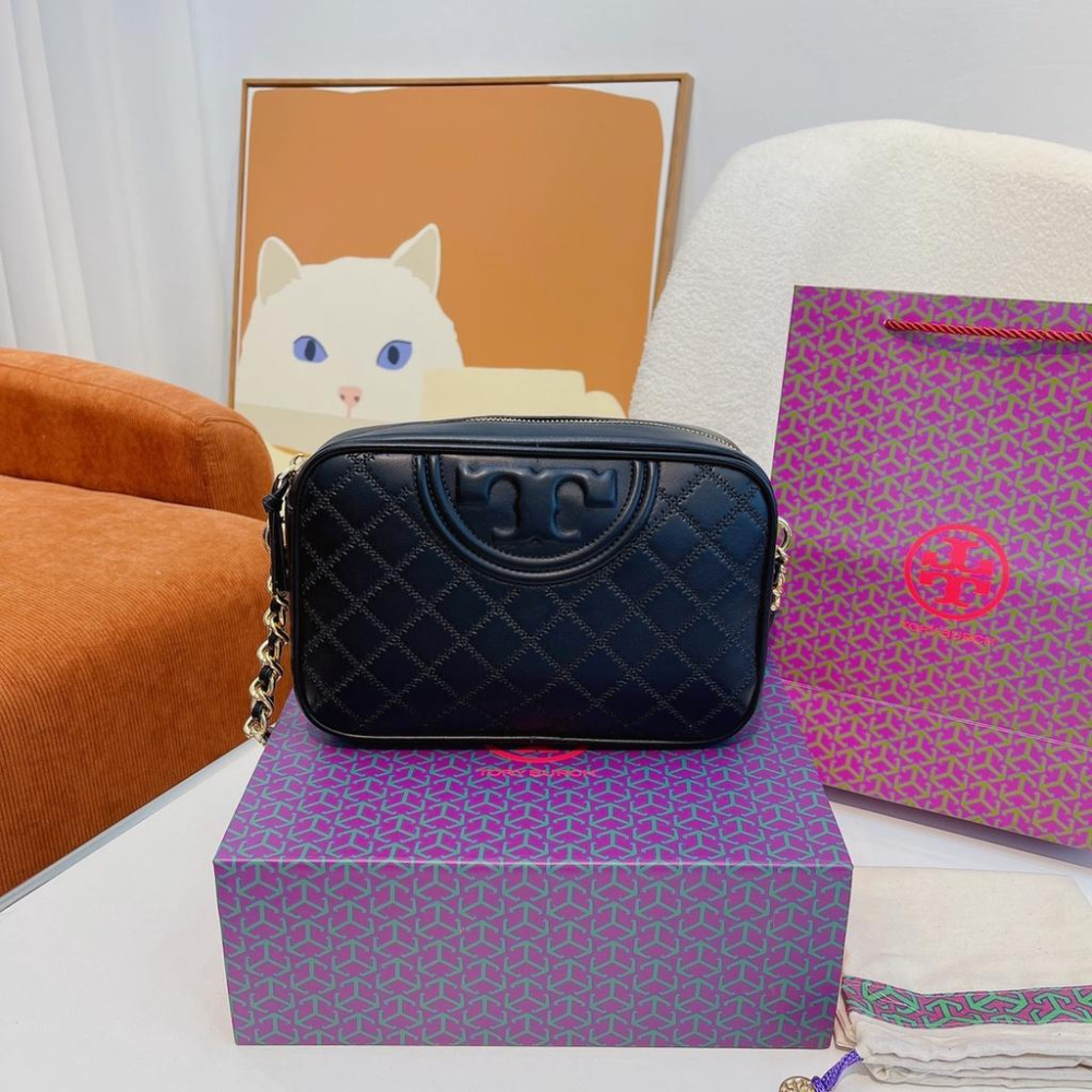 vivian美國代購✨正品 Tory Burch 女士菱格鏈條包 TB 小方包 相機包 女包 側背包 單肩包 斜挎-細節圖4