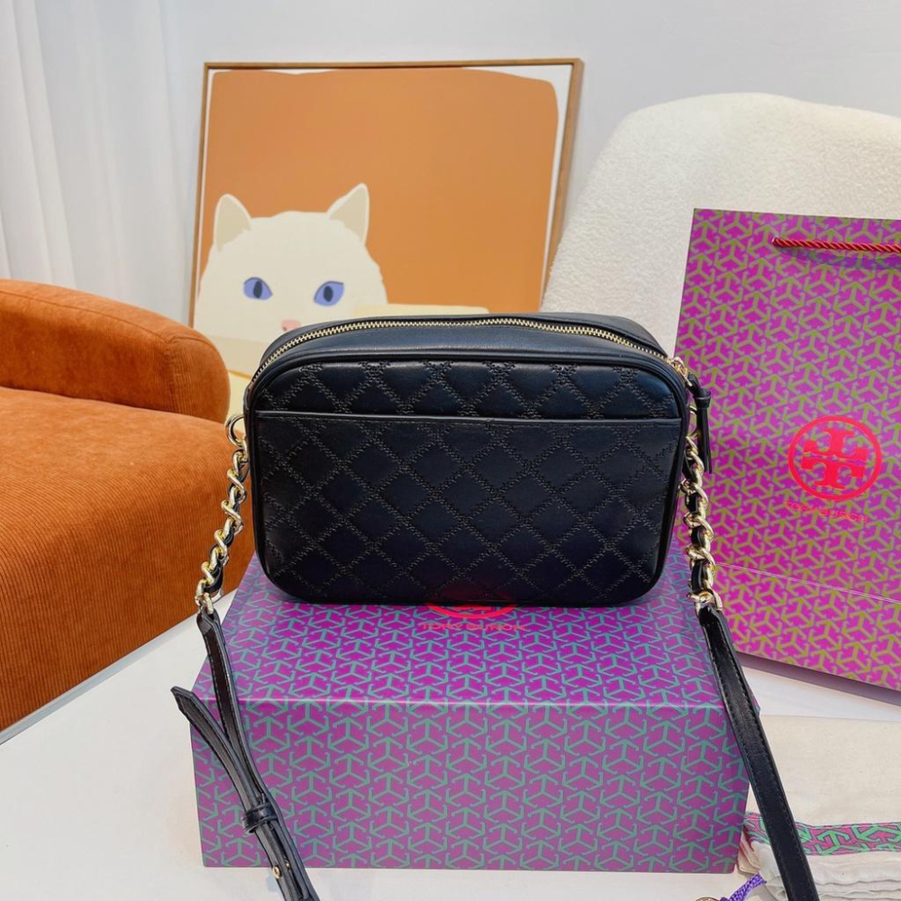 vivian美國代購✨正品 Tory Burch 女士菱格鏈條包 TB 小方包 相機包 女包 側背包 單肩包 斜挎-細節圖5