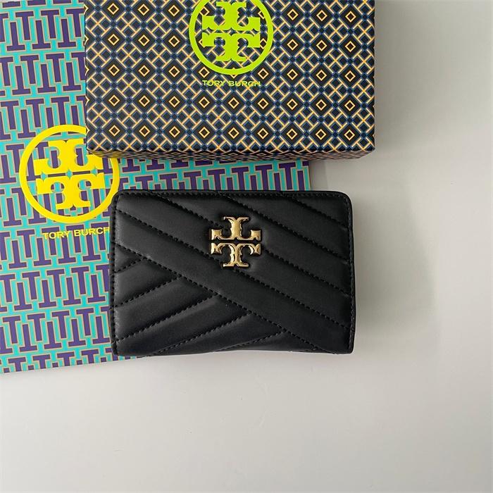 vivian美國代購✨正品 Tory Burch 女士條紋中短夾 TB女生錢包 短錢包 短夾 中夾 按扣錢包 多卡位皮夾-細節圖2