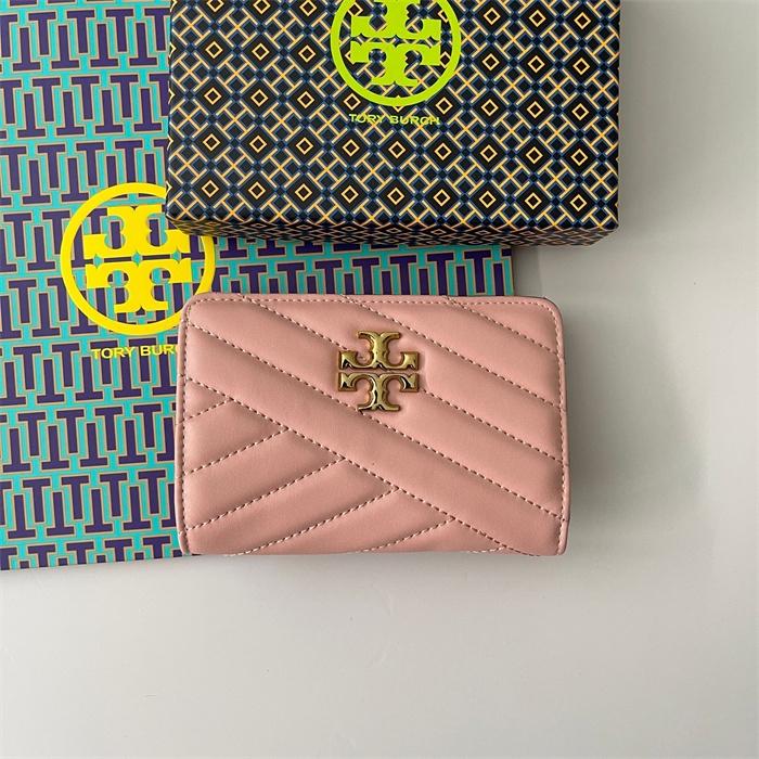 vivian美國代購✨正品 Tory Burch 女士條紋中短夾 TB女生錢包 短錢包 短夾 中夾 按扣錢包 多卡位皮夾-細節圖3