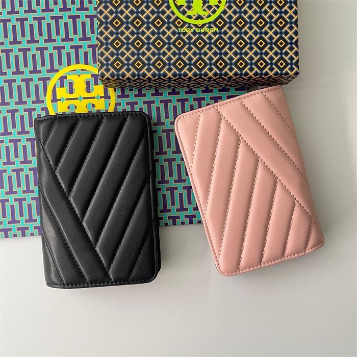 vivian美國代購✨正品 Tory Burch 女士條紋中短夾 TB女生錢包 短錢包 短夾 中夾 按扣錢包 多卡位皮夾-細節圖4