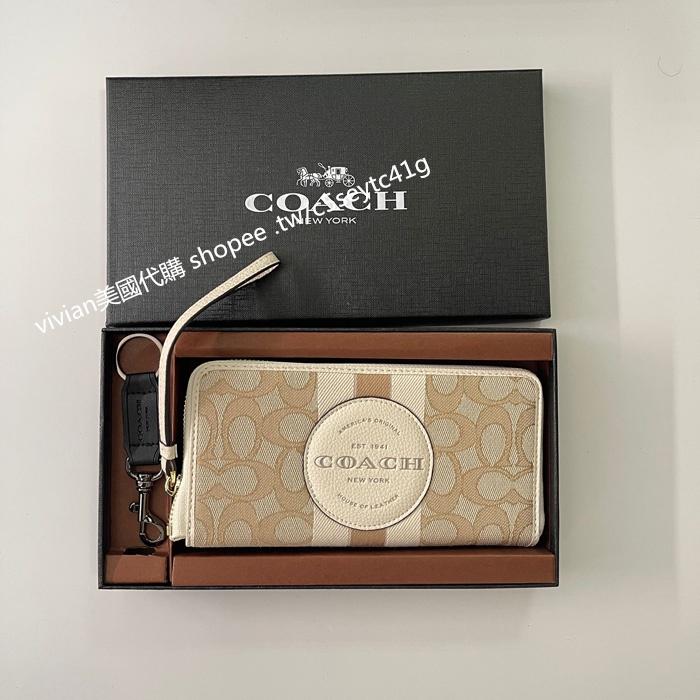 vivian美國代購✨正品 COACH 女士折疊長夾 拉鏈手腕包 禮盒套裝 C9703 女士長夾 女生錢包 女皮夾 錢包-細節圖4