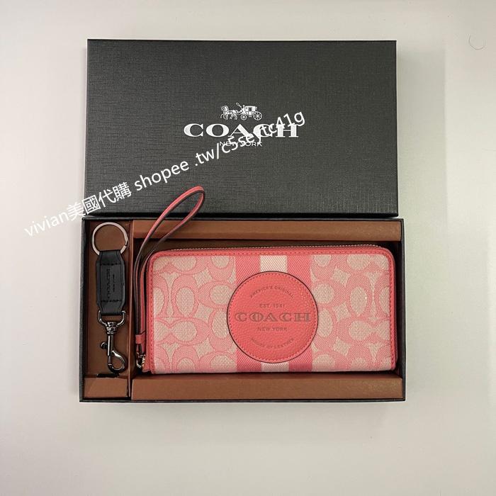 vivian美國代購✨正品 COACH 女士折疊長夾 拉鏈手腕包 禮盒套裝 C9703 女士長夾 女生錢包 女皮夾 錢包-細節圖5
