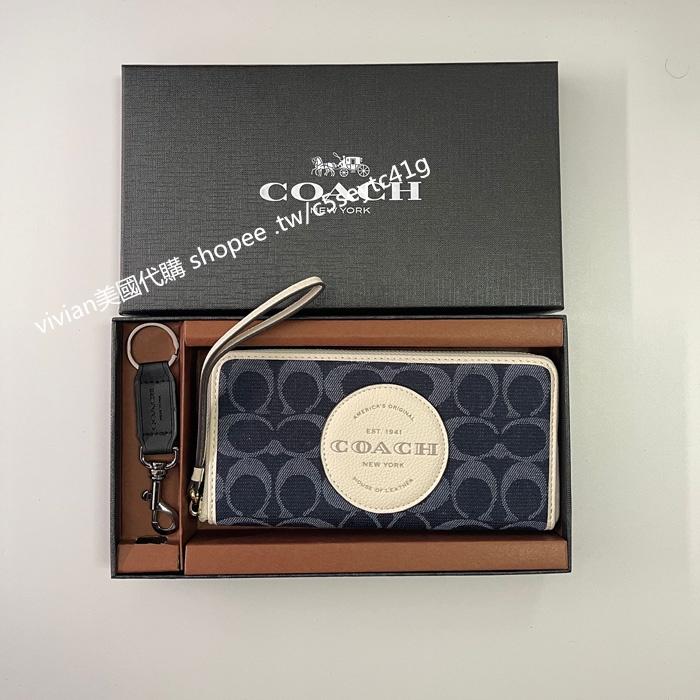 vivian美國代購✨正品 COACH 女士折疊長夾 拉鏈手腕包 禮盒套裝 C9703 女士長夾 女生錢包 女皮夾 錢包-細節圖6