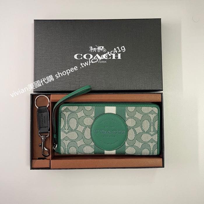 vivian美國代購✨正品 COACH 女士折疊長夾 拉鏈手腕包 禮盒套裝 C9703 女士長夾 女生錢包 女皮夾 錢包-細節圖7