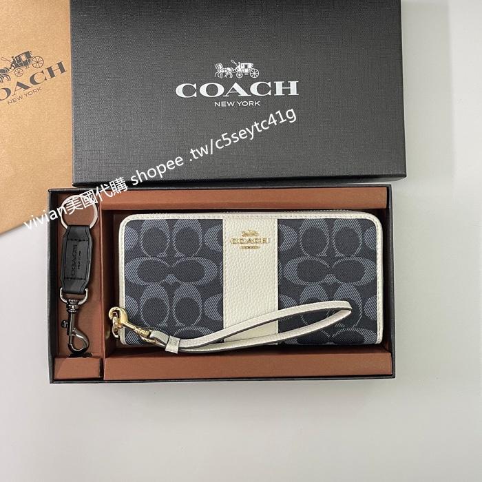 vivian美國代購✨正品 COACH 女士折疊長夾 拉鏈手腕包 禮盒套裝 C9703 女士長夾 女生錢包 女皮夾 錢包-細節圖8