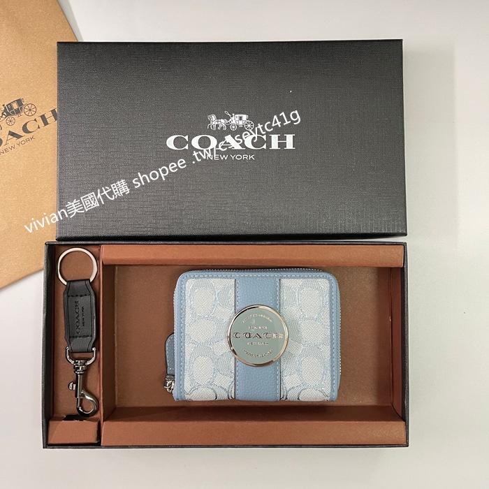 vivian美國代購✨正品 coach  新款拉鍊短錢包 女生零錢包 禮盒套裝 C8323-細節圖3