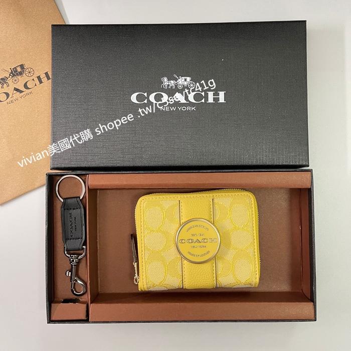 vivian美國代購✨正品 coach  新款拉鍊短錢包 女生零錢包 禮盒套裝 C8323-細節圖4