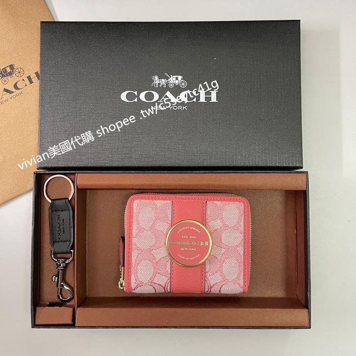 vivian美國代購✨正品 coach  新款拉鍊短錢包 女生零錢包 禮盒套裝 C8323-細節圖5