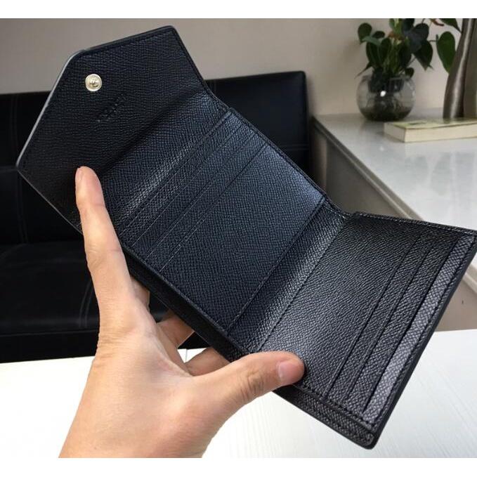 vivian美國代購✨正品 coach 女士復古拼色C印花三折短夾 錢夾 短款信封錢包 顆粒紋牛皮手拿包57792-細節圖6