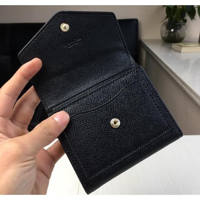 vivian美國代購✨正品 coach 女士復古拼色C印花三折短夾 錢夾 短款信封錢包 顆粒紋牛皮手拿包57792-細節圖8