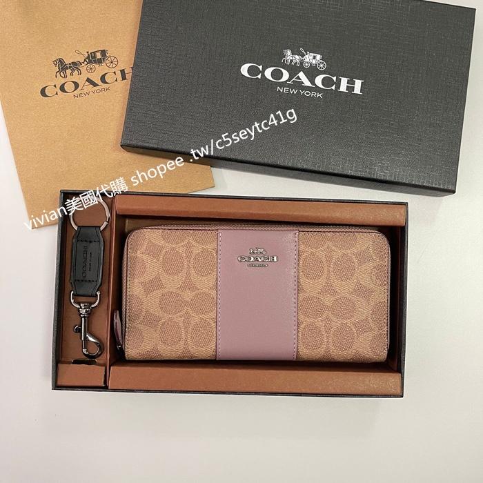 vivian美國代購✨正品 coach 拼色拉鏈長夾 女生錢包 禮盒套裝 F31546 女生皮夾 女用長夾 手拿包-細節圖7
