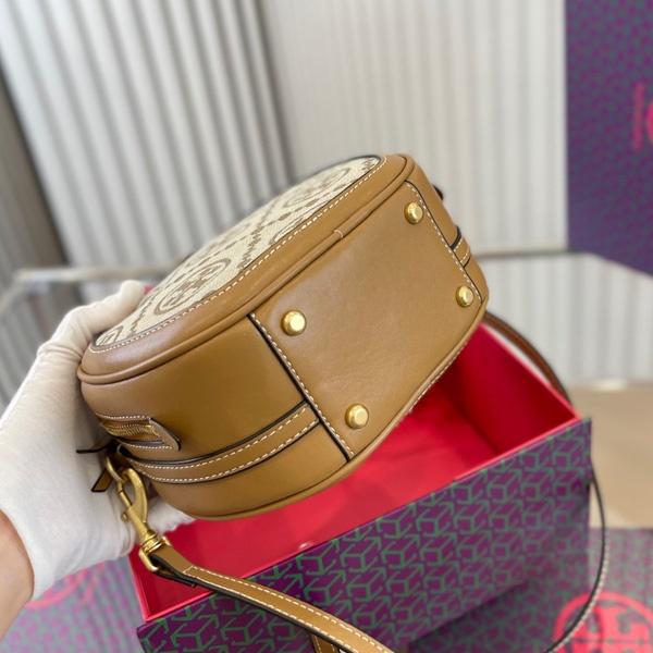 vivian美國代購✨正品 Tory Burch 女生帆布圓餅包 TB 側背包 單肩包 化妝包 女包 斜挎包 斜背包-細節圖5