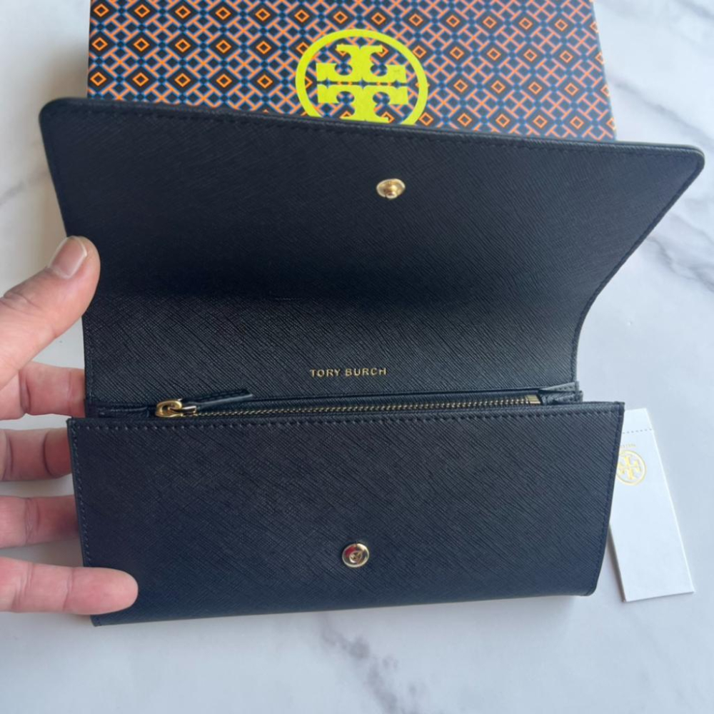 vivian美國代購✨正品 Tory Burch 女生長夾 TB 三折錢包 十字紋牛皮 手拿包 女長夾 皮夾 多卡位錢包-細節圖4