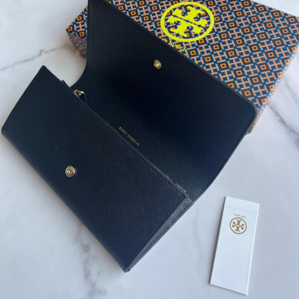 vivian美國代購✨正品 Tory Burch 女生長夾 TB 三折錢包 十字紋牛皮 手拿包 女長夾 皮夾 多卡位錢包-細節圖6