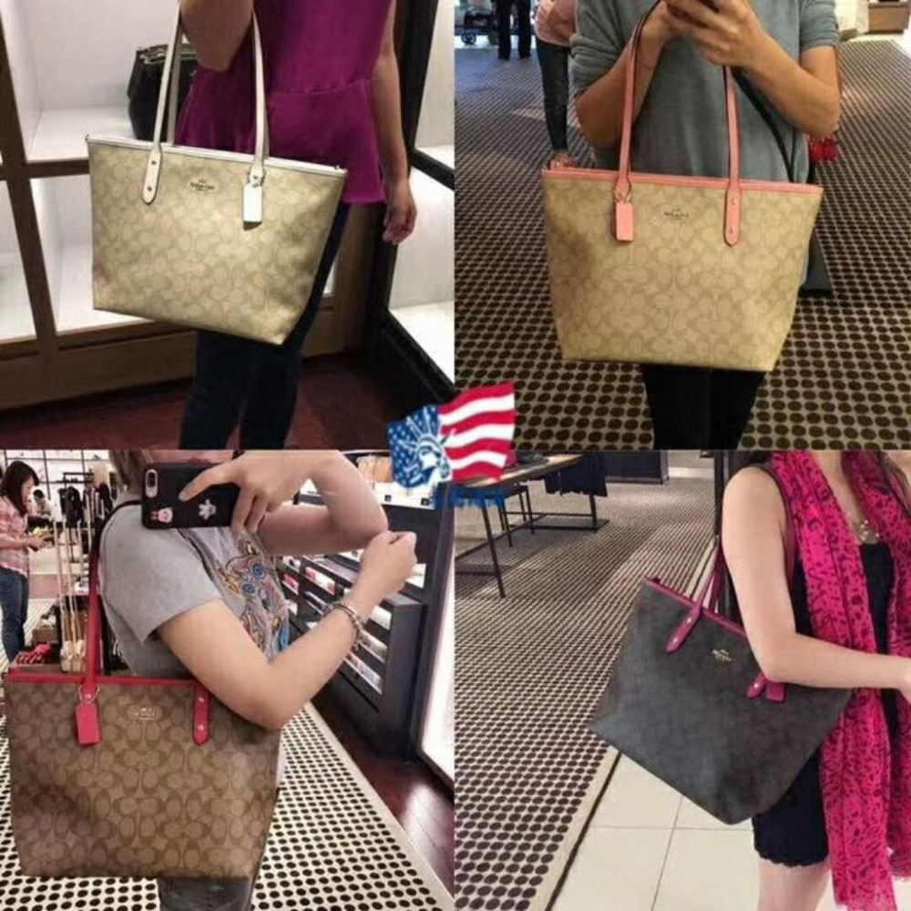 vivian美國代購✨正品 coach 女士老花單肩包 F36876 手提包 托特包 手提袋 經典挎包 購物袋 媽咪包-細節圖2