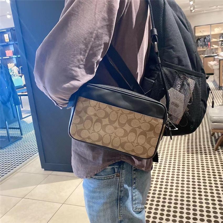 vivian美國代購✨正品 coach 男生 雙層拉鏈男包 斜挎包 男士側背包 相機包 小方包 c4149 男包-細節圖5