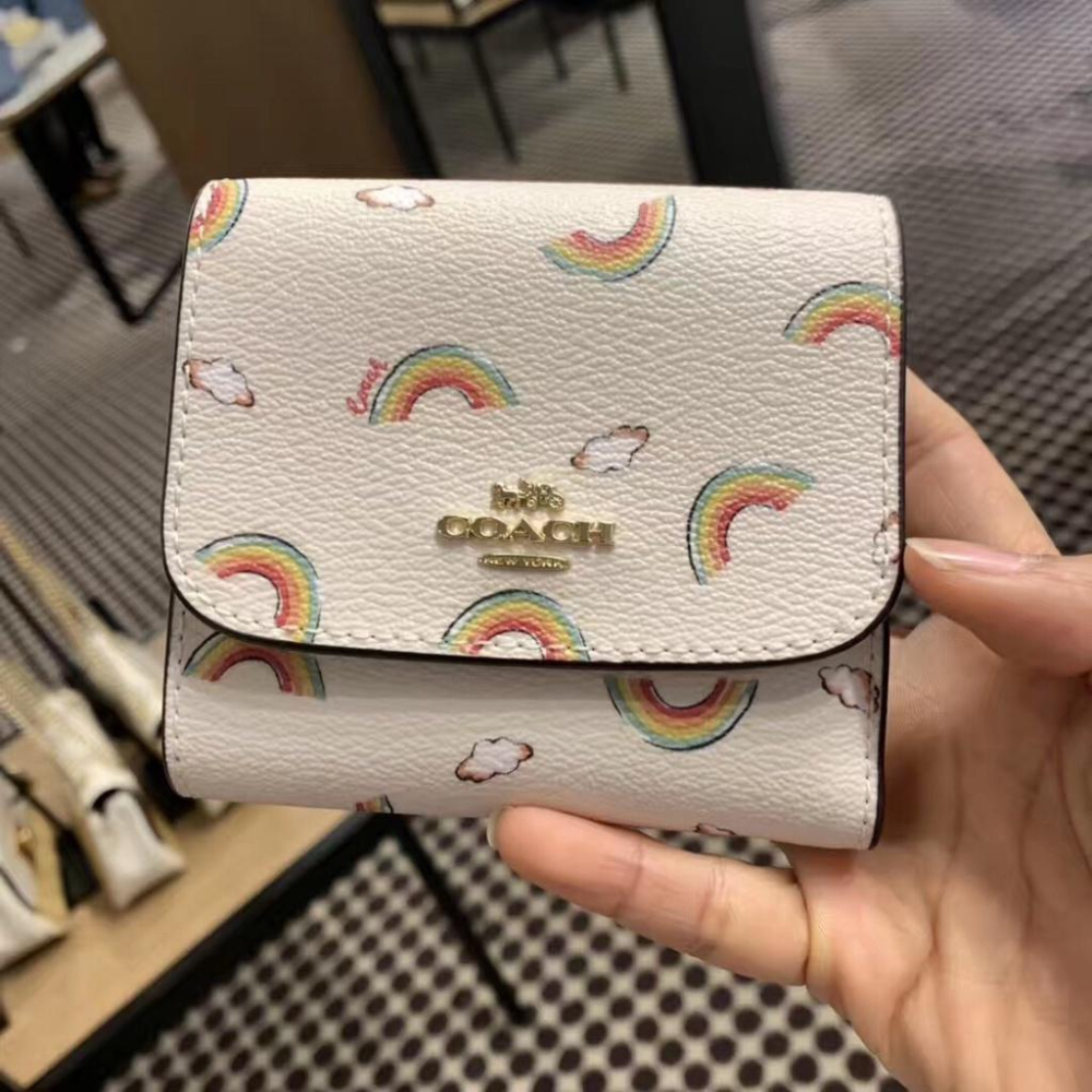 vivian美國代購✨正品 coach 女士撞色拼色三折短夾 皮夾 信封錢包 多卡位短夾零錢包 F31548 C3156-細節圖6