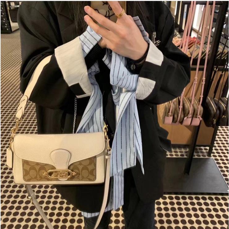 vivian美國代購✨正品 coach 女士 Tabby酒神包 真皮單肩包 翻蓋斜跨包 側背包 拼色復古小方包 女生包包-細節圖7