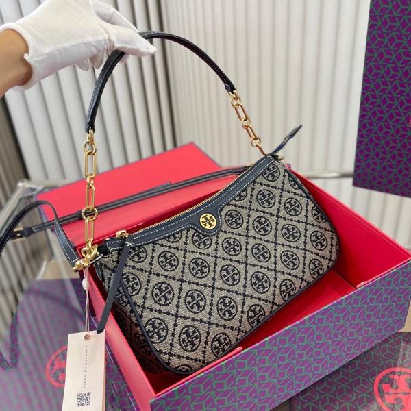 vivian美國代購✨正品 Tory Burch 女生拼接 鏈條包 TB 腋下包 手提包 麻將包 女包 側背包 單肩包-細節圖2