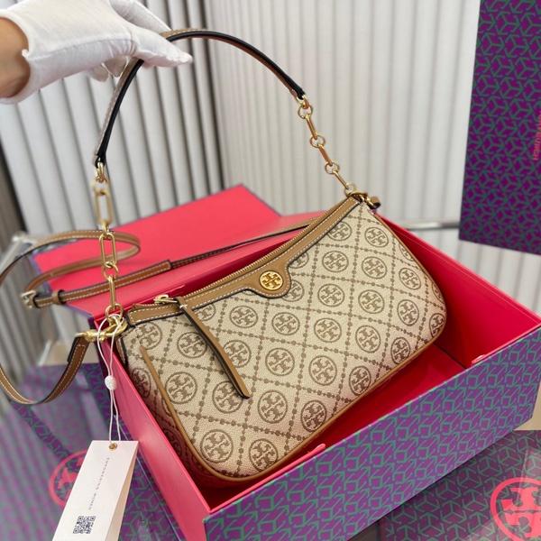 vivian美國代購✨正品 Tory Burch 女生拼接 鏈條包 TB 腋下包 手提包 麻將包 女包 側背包 單肩包-細節圖3