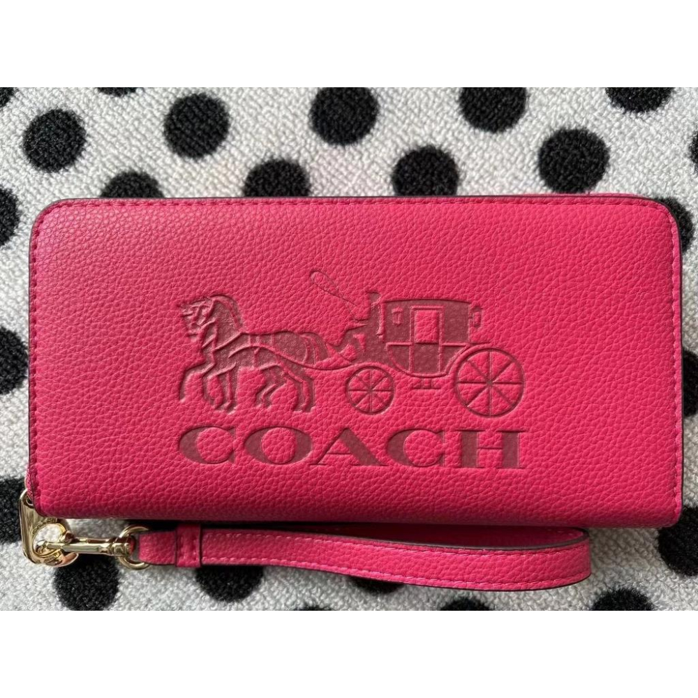 vivian美國代購✨正品 coach 女士新品全新大馬車logo系列手腕包 女生長夾 手拿包 C3548 女生錢包-細節圖4