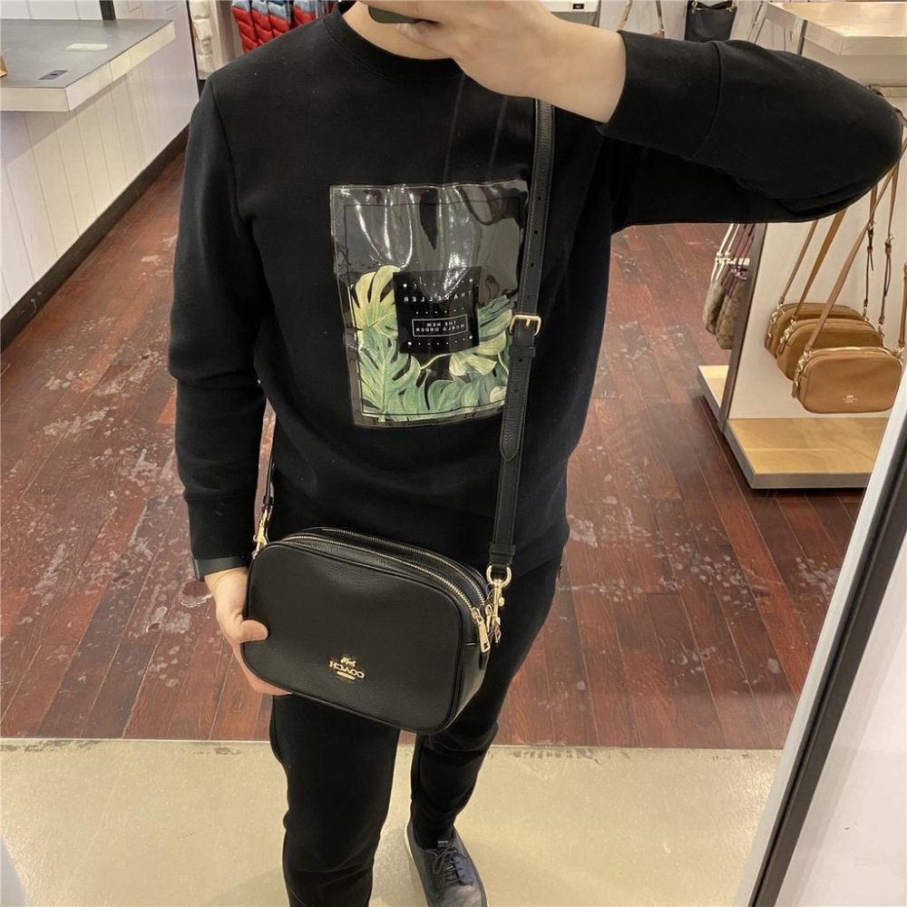 vivian美國代購✨正品 coach 女生小方包 相機包 老花拼色側背包 單肩包 F68168 F91677 附購證-細節圖7