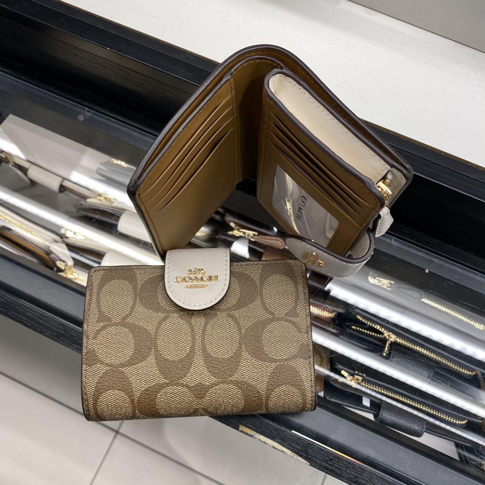 vivian美國代購✨正品 coach 新款女生中夾 扣式多卡位零錢包 真皮短夾 防刮皮夾 女士錢包 C0082/639-細節圖3