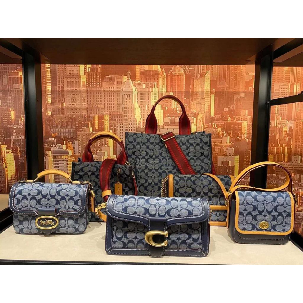 vivian美國代購✨正品coach 女生香布雷帆布款風琴包 酒神包 牛仔系 翻蓋包 單肩斜挎手提包 3693 女生包包-細節圖4