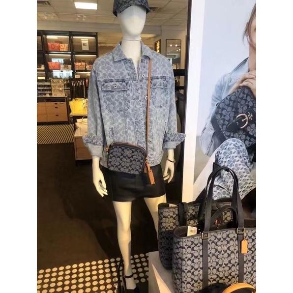 vivian美國代購✨正品coach 女生香布雷帆布款風琴包 酒神包 牛仔系 翻蓋包 單肩斜挎手提包 3693 女生包包-細節圖7