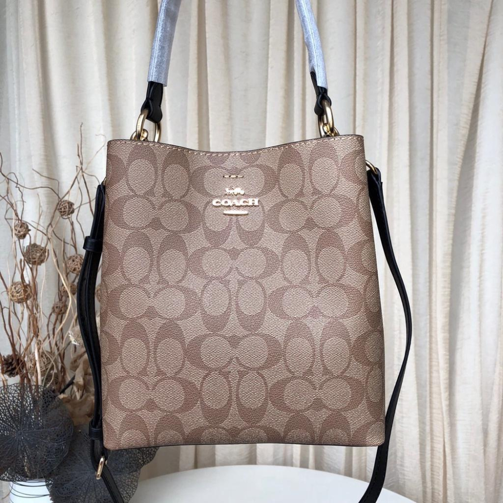 vivian美國代購✨正品 coach 老花拼色水桶包 2312 女生包包 手提包 女士單肩包 側背包 手提包 斜挎包-細節圖3