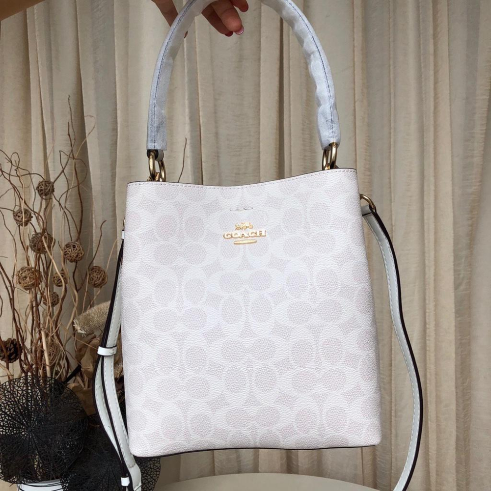 vivian美國代購✨正品 coach 老花拼色水桶包 2312 女生包包 手提包 女士單肩包 側背包 手提包 斜挎包-細節圖7