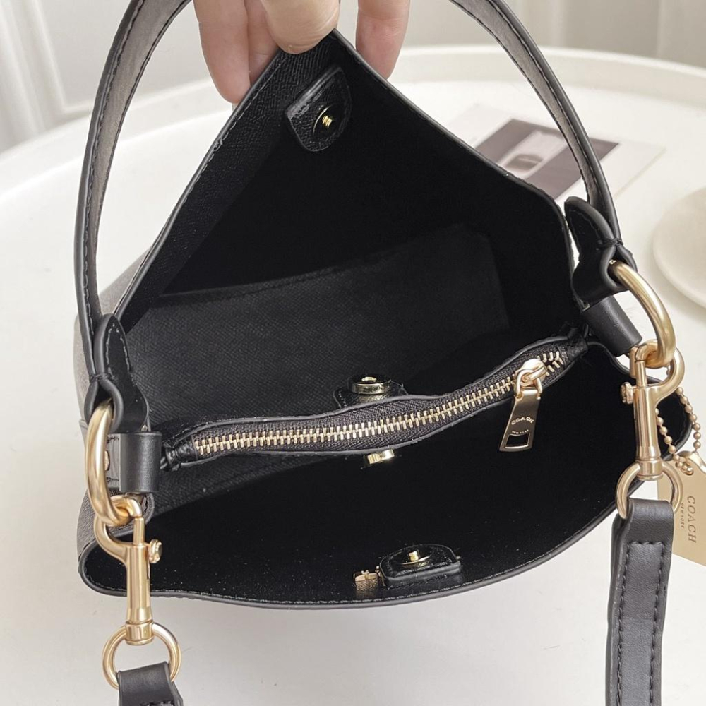 vivian美國代購✨正品 coach 老花拼色水桶包 2312 女生包包 手提包 女士單肩包 側背包 手提包 斜挎包-細節圖9