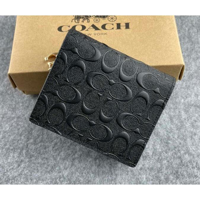 vivian美國代購✨正品 coach 女士新品 女生短夾 真皮浮雕錢包 女生皮夾 女生拉鏈小錢包 零錢包 C6942-細節圖5