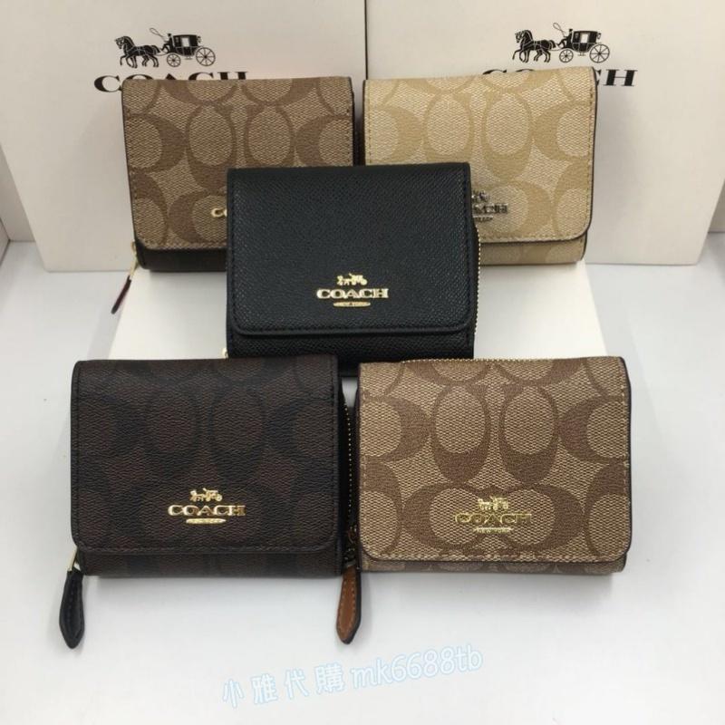 vivian美國代購✨正品 coach 女生短夾 錢包 皮夾 真皮防刮三折經典老花短款錢包 真皮零錢袋 F41302-細節圖2