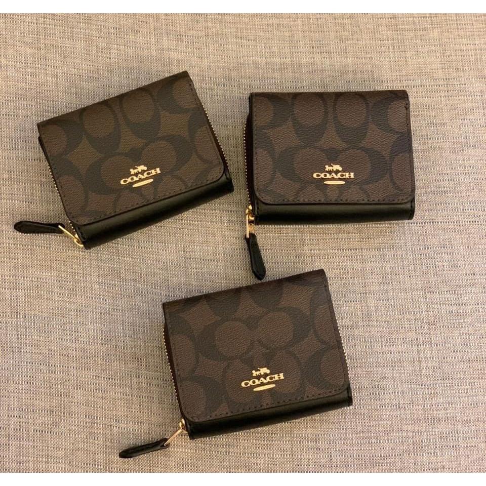 vivian美國代購✨正品 coach 女生短夾 錢包 皮夾 真皮防刮三折經典老花短款錢包 真皮零錢袋 F41302-細節圖6