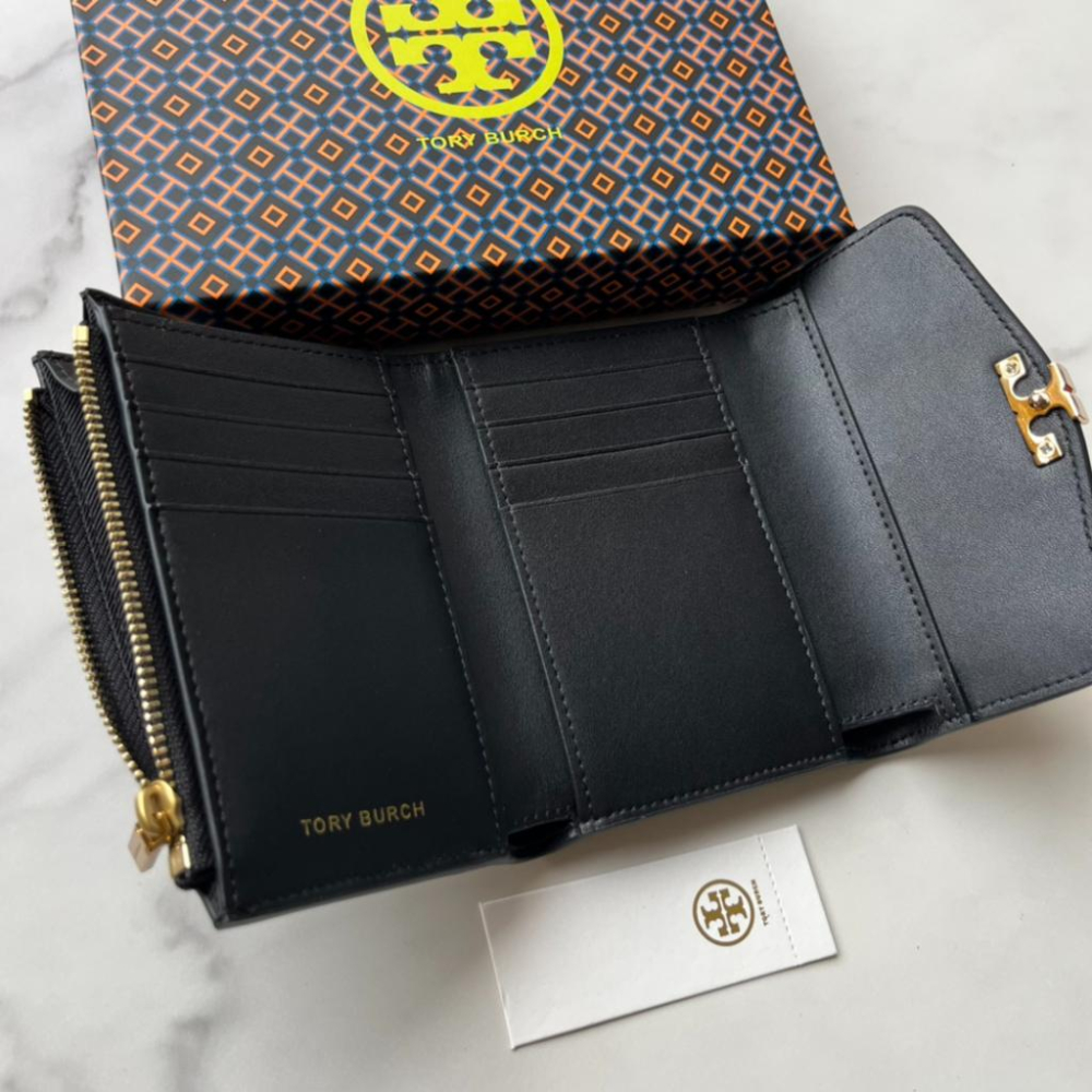 vivian美國代購✨正品 Tory Burch  女生中夾 女生短夾 tb 三折錢包 牛皮 錢包 零錢包 中短夾-細節圖8