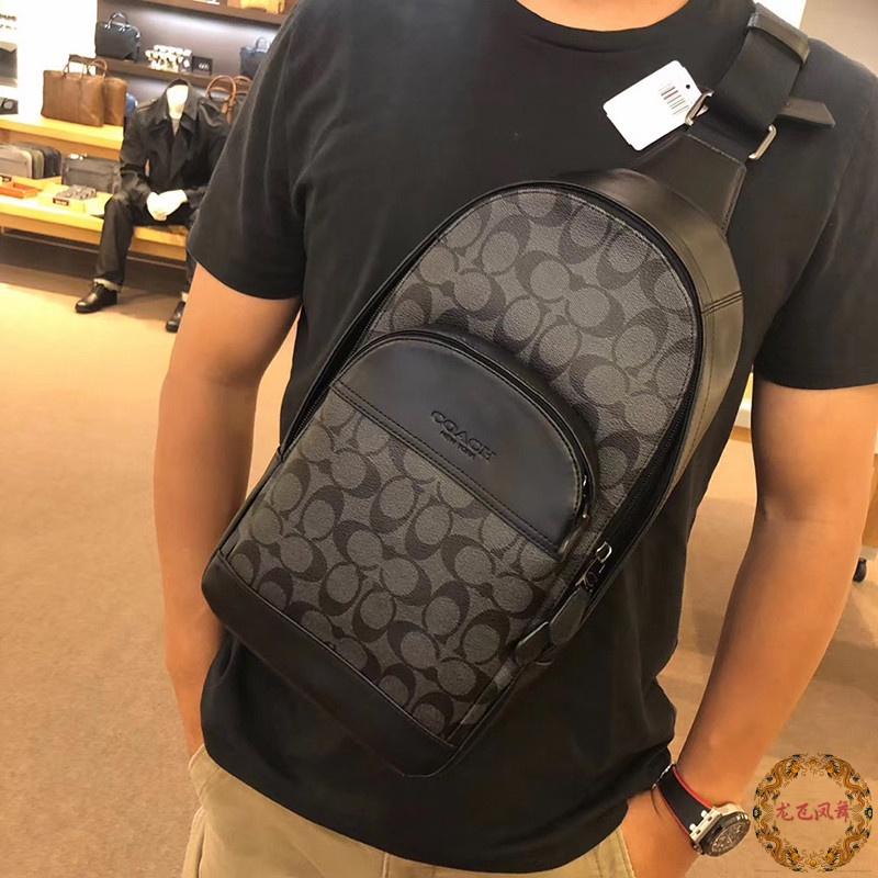 vivian美國代購✨正品 coach 新款男士時尚牛皮胸包 單肩斜挎包 休閑男包 商務休閑大容量胸包背包-細節圖4