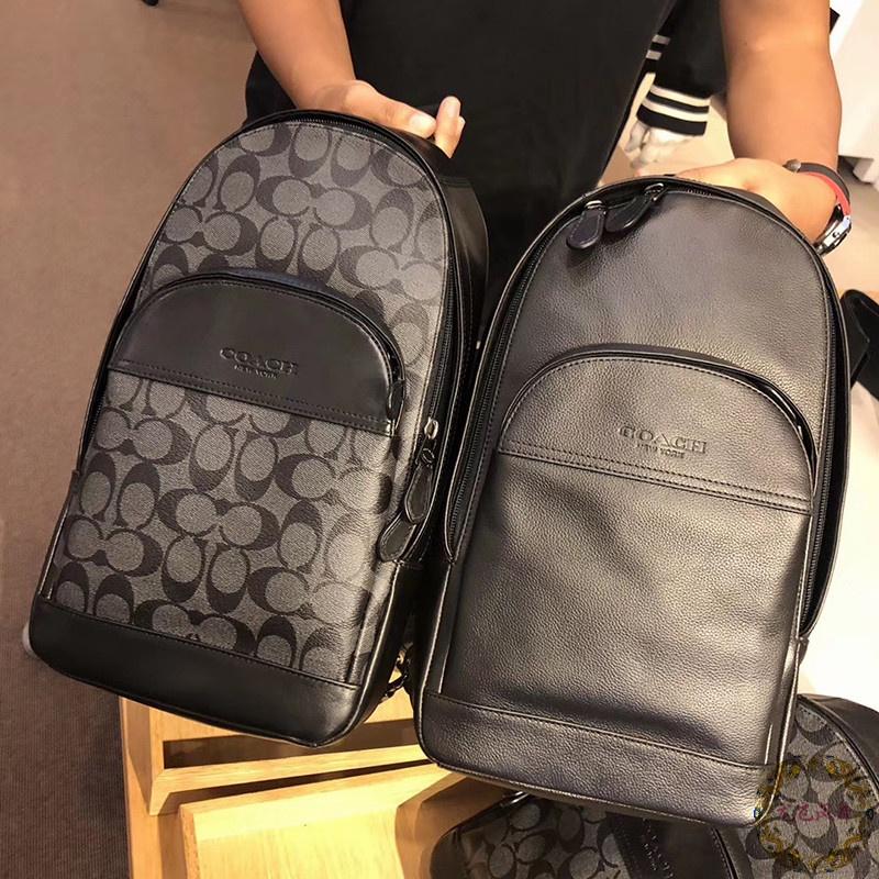 vivian美國代購✨正品 coach 新款男士時尚牛皮胸包 單肩斜挎包 休閑男包 商務休閑大容量胸包背包-細節圖5