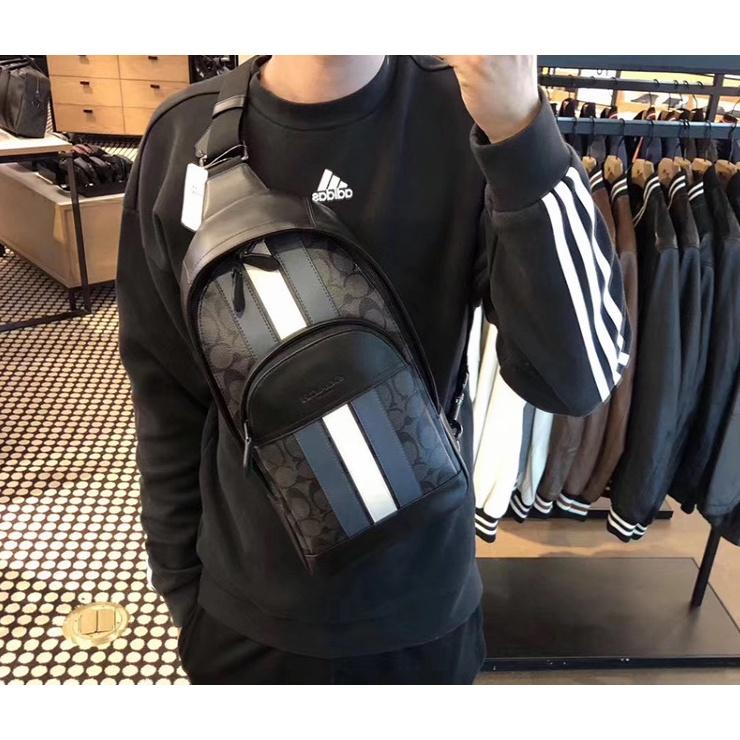 vivian美國代購✨正品 coach 新款男士時尚牛皮胸包 單肩斜挎包 休閑男包 商務休閑大容量胸包背包-細節圖7