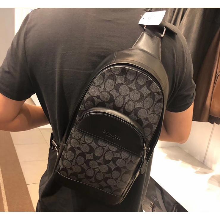 vivian美國代購✨正品 coach 新款男士時尚牛皮胸包 單肩斜挎包 休閑男包 商務休閑大容量胸包背包-細節圖8