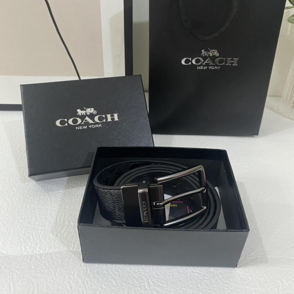 vivian美國代購✨正品 coach 男生雙面皮帶 男士商務時尚皮帶 男生腰帶 男生皮帶 真皮皮帶男-細節圖2