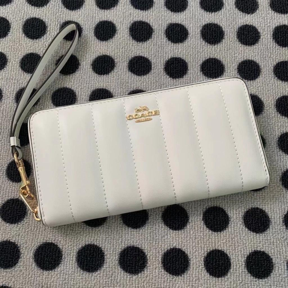 vivian美國代購✨正品 coach 女士 條紋系列女生長夾 真皮 手拿包 皮夾 錢包 C4454 女生錢包 女用長夾-細節圖2